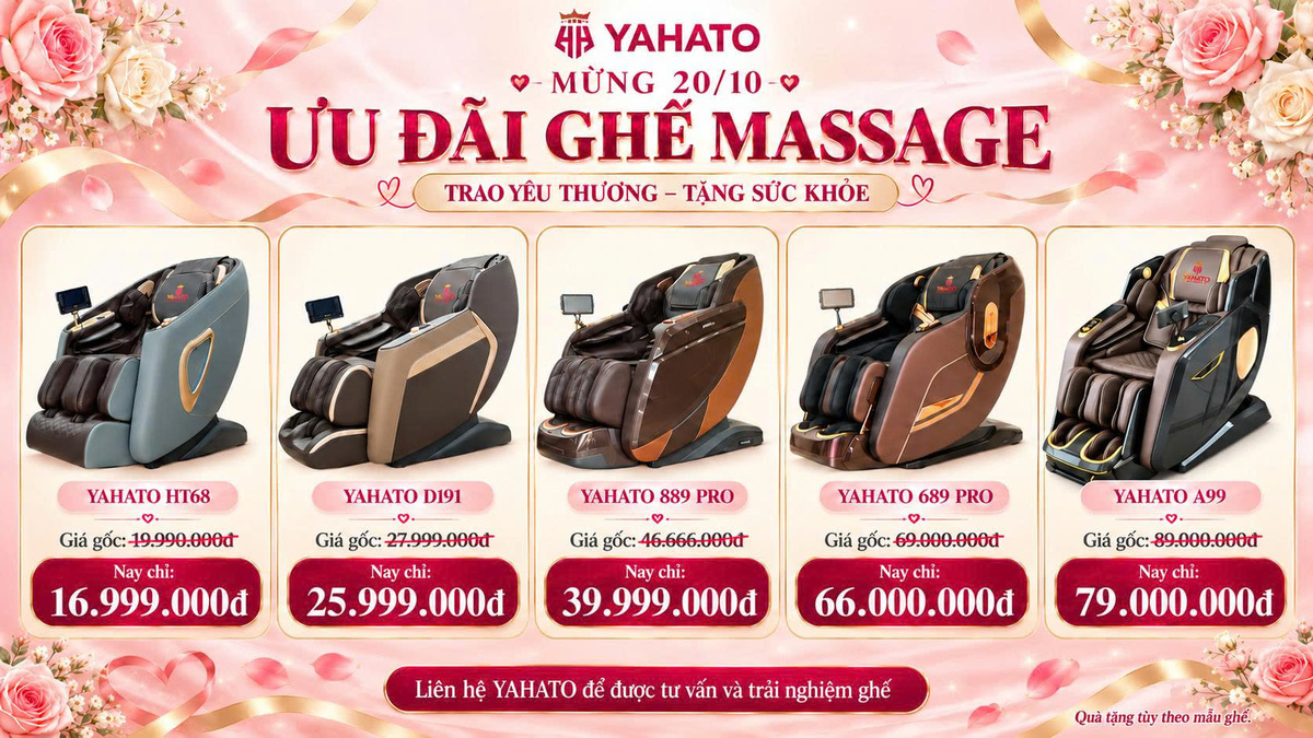 Chỉ còn ít ngày đến 20/10 – Săn ưu đãi ghế massage Yahato, tặng quà sức khỏe cho người phụ nữ yêu thương