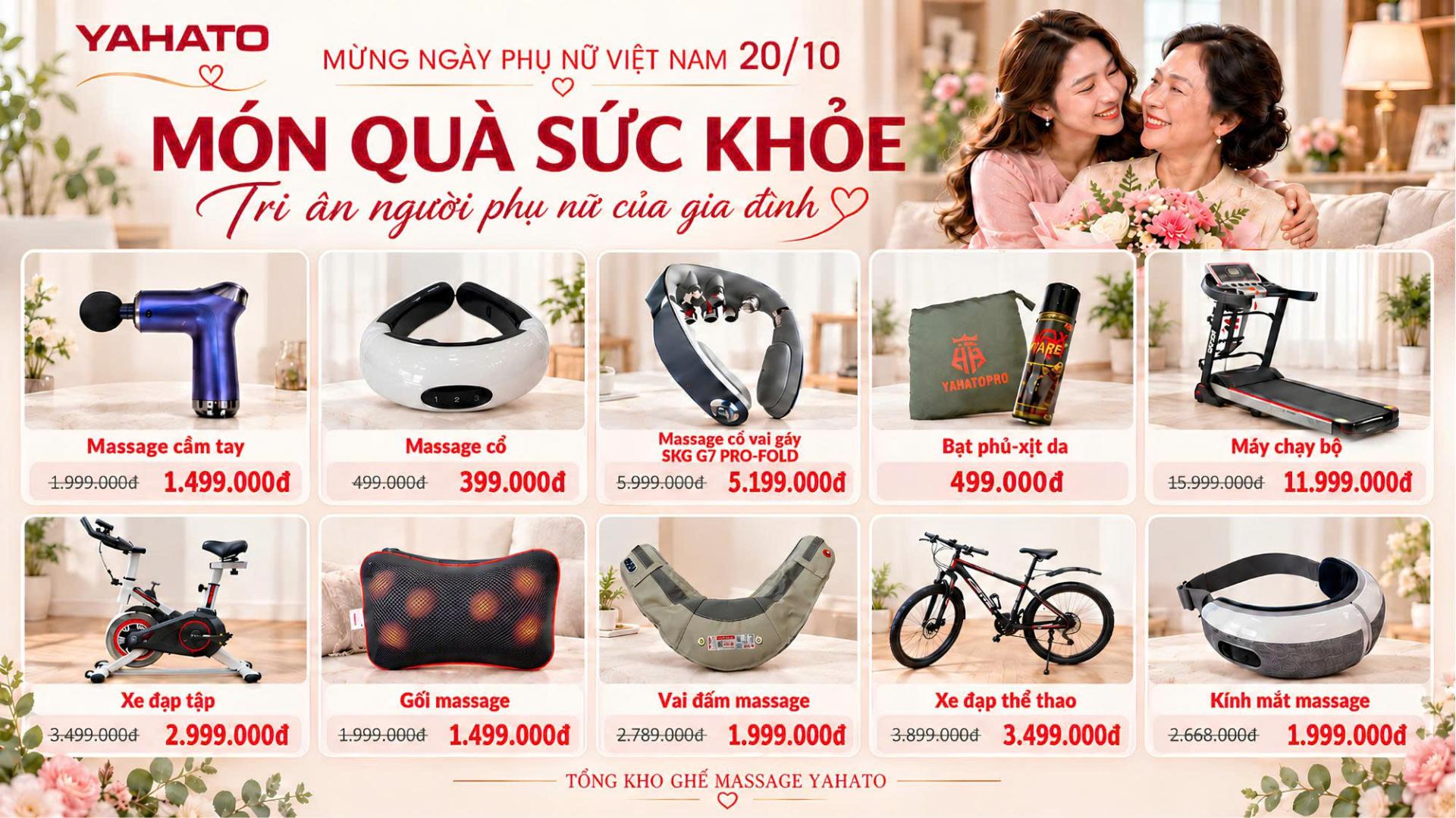 Chỉ còn ít ngày đến 20/10 – Săn ưu đãi ghế massage Yahato, tặng quà sức khỏe cho người phụ nữ yêu thương