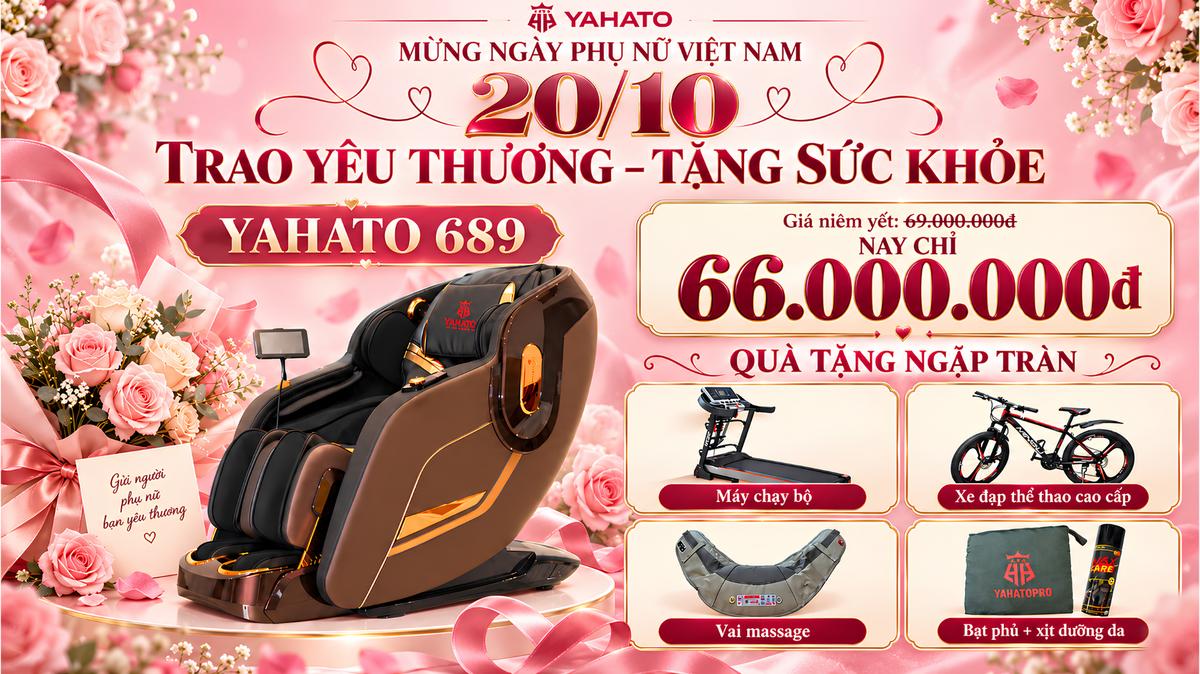 Ưu đãi ghế massage Yahato mừng ngày Phụ nữ Việt Nam 20/10