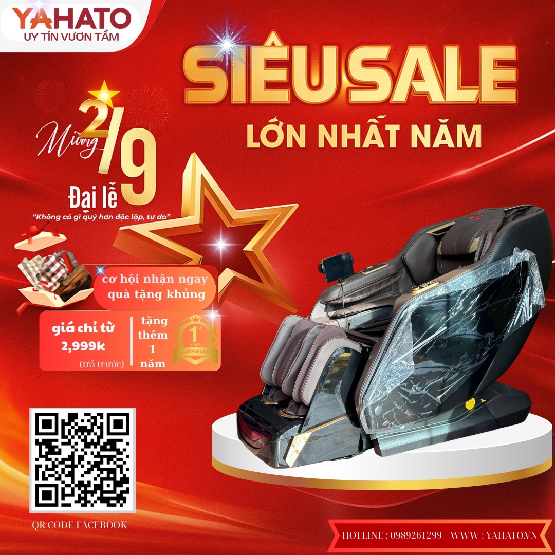 SIÊU SALE 2/9 – MUA GHẾ MASSAGE YAHATO GIÁ CHỈ TỪ 2,999K